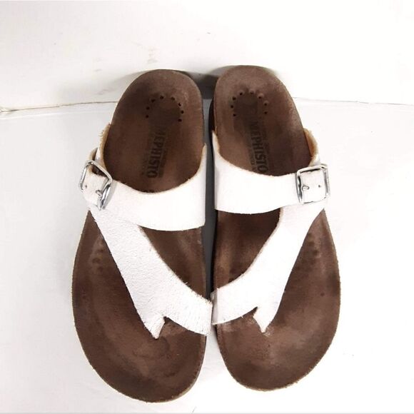 Mephisto  women's Helen White Leather  Slip On Thong Cork Sandals  Eu 37 US 7 - Picture 3 of 15